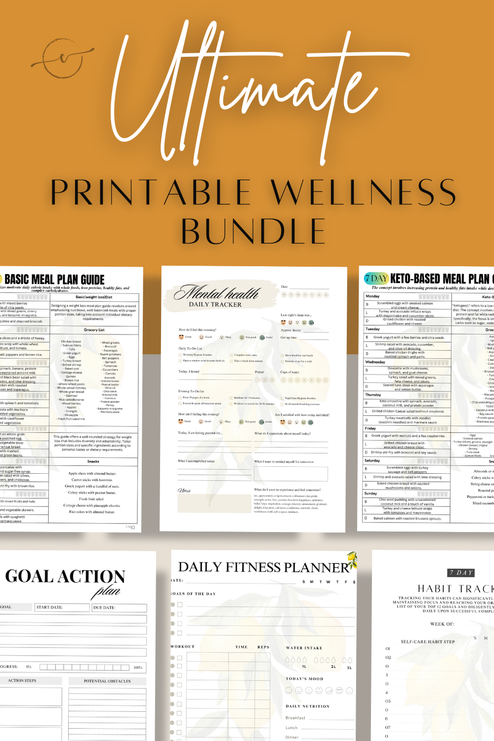 Wellness Bundle: Detox Juicing & Healthy Recipes|Guides|Planners|Trackers